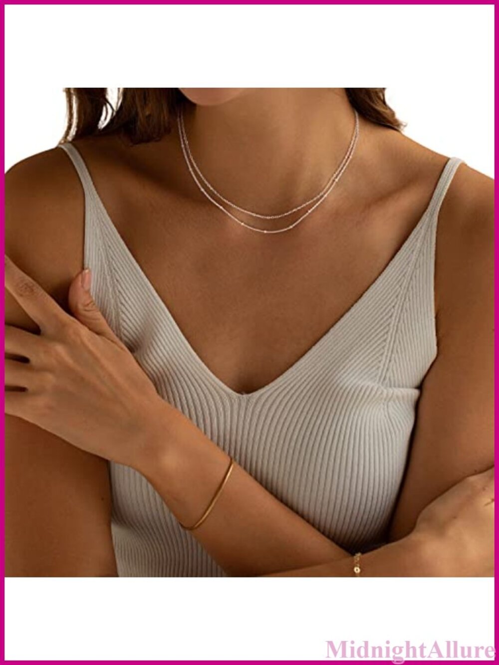 Sterling Silver Paperclip Chain Necklace Dainty Waterproof Choker for Women - Picture 2 of 6